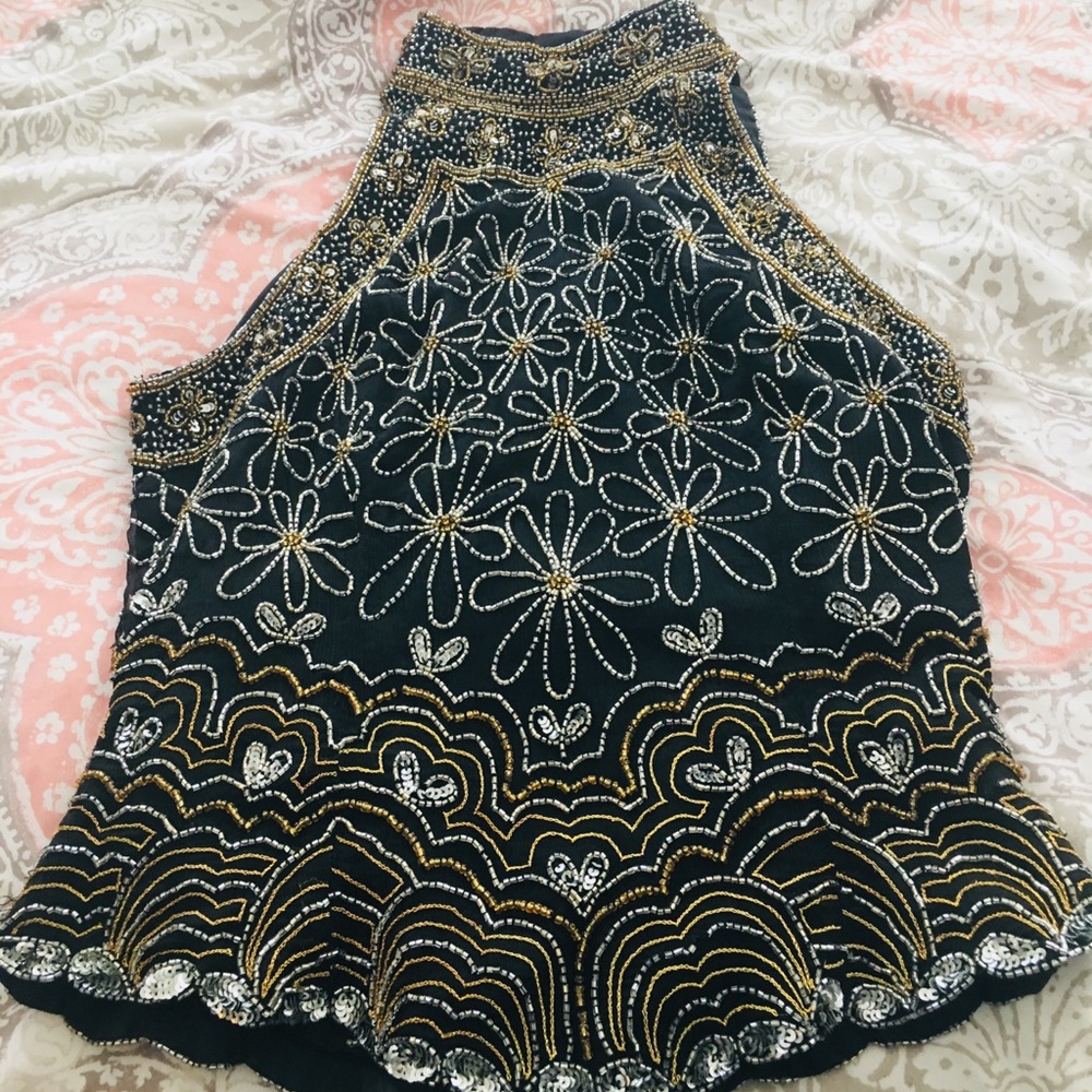 Gorgeous PAPELL Boutique Beaded Crop Top